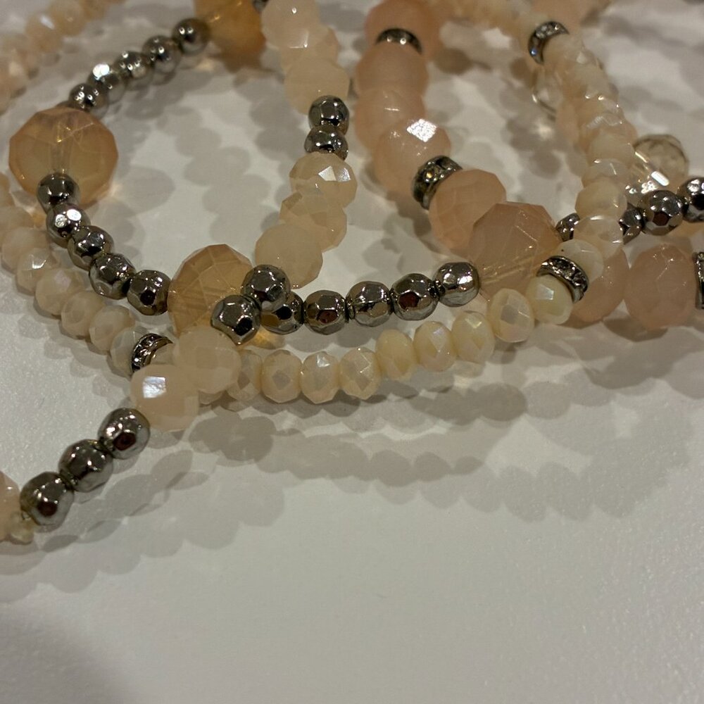 Pink, Silver, Clear Pearl Beads Set of Bracelets - Picture 3 of 10